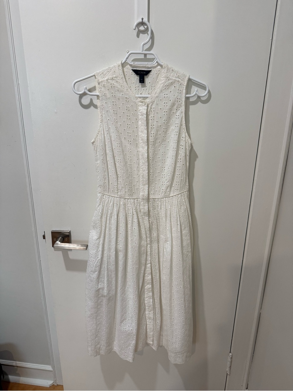 J. Crew Women's White Eyelet Sleeveless Midi Dress